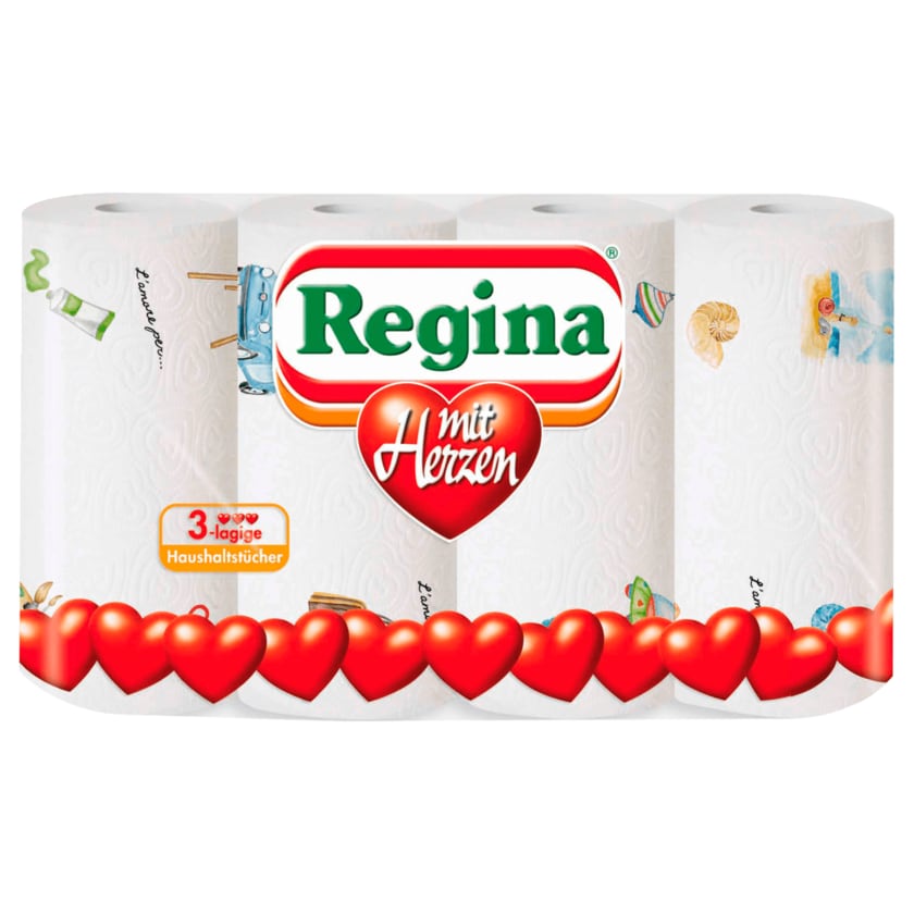 Regina Haushaltstücher mit Herzen 4x45 Blatt